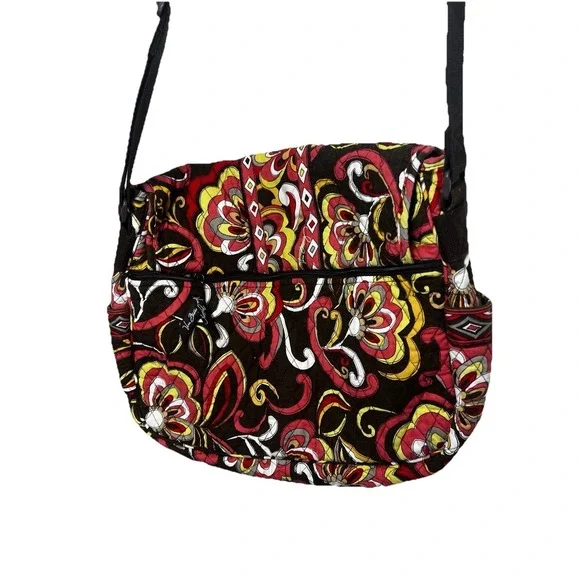Messenger Bag in‎ Brown Fall Paisley Vera Bradley Zipper Pockets Crossbody - Picture 2 of 11